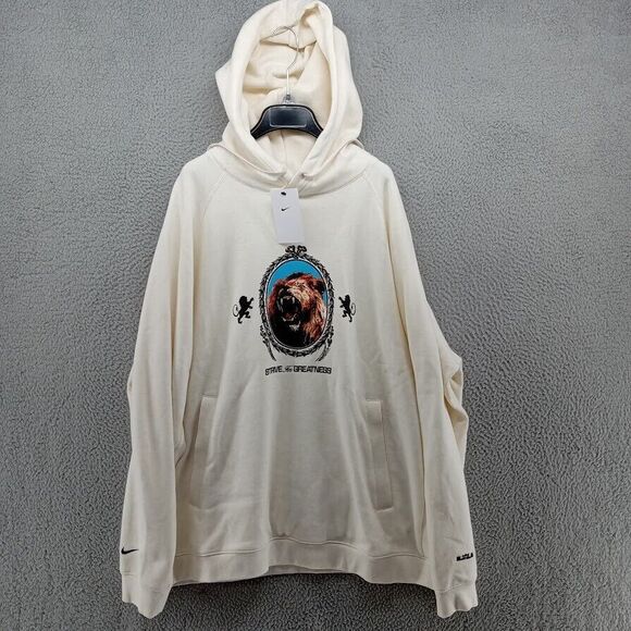 Nike Sweatshirt Mens XL Cream Heather Lebron Strive‎ For Greatness Fleece Hoodie - Picture 1 of 11